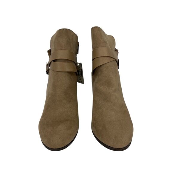 Women's boots Massini Taupe Size 7.5 medium NEW strap booties - Picture 2 of 7